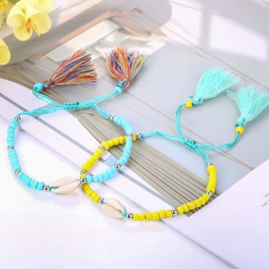 21 Pcs Beach Surfer Strand Wave Bracelet For Women Men Wax Wrap Rope Bracelet Anklet Set Adjustable Friendship Handcrafted Waterproof